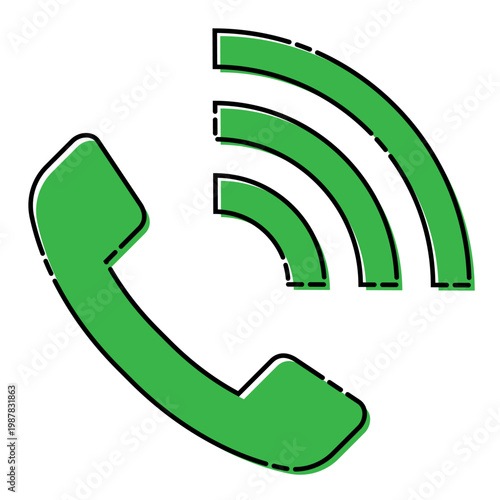 電話のアイコン 色ズレ 版ズレ おしゃれ ベクター素材