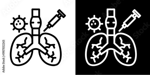 Lung Treatment Icon Set White Style Collection