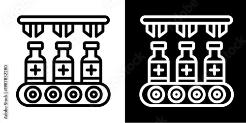 Vaccine Production Icon Set White Style Collection