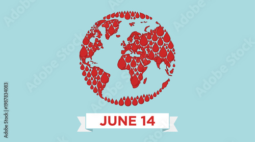 Minimalist Globe Blood Drop June 14 World Blood Donor Day Illustration