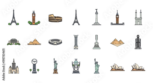 Famous Landmarks Collection - International Travel Icons Set
