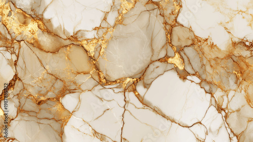 Konstfotografi Closeup of white marble texture with golden veins pattern background