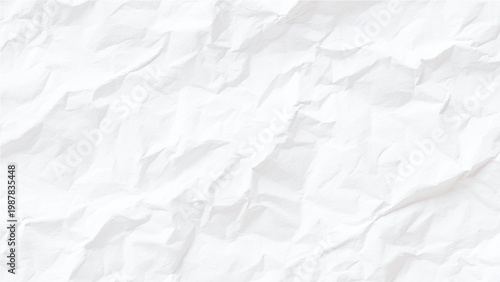 Crumpled white paper texture background with creases and folds abstract design element
