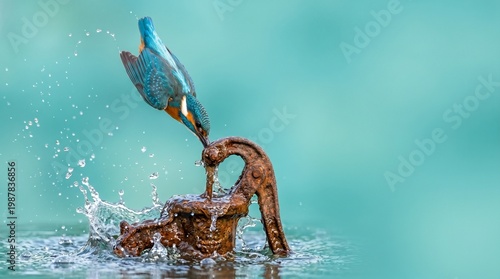 Labour Day Symbolic Animal and Industrial Tool Contrast Concept with Copy Space on Solid Background Premium Commercial Stock Photo