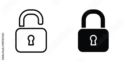 Comparison of open and closed padlock icons with contrasting colors