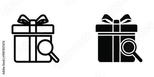 Contrast between hidden and revealed gift boxes under magnifying glasses