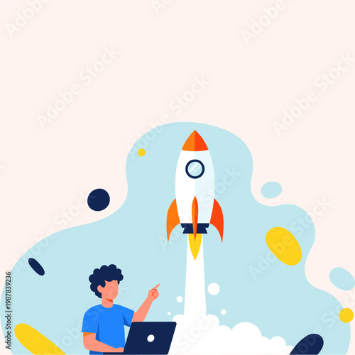 A person pointing at a map with various highlighted regions and icons Vector