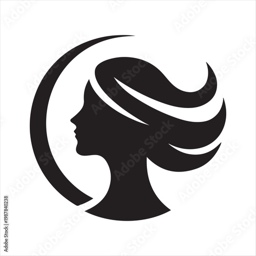 woman empowerment abstract silhouette outline logo design concept  illustration idea