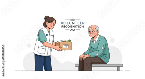 In a heartwarming display of community help, a volunteer provides a care package to an elderly man during Volunteer Recognition Day, symbolizing the compassion and dedication of social