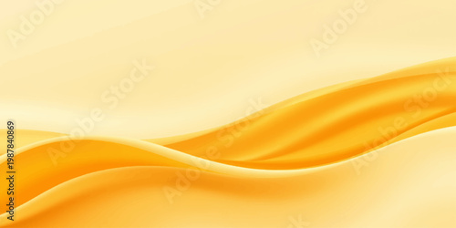 Abstract golden orange wave background with smooth silk texture and soft satin curves featuring a flowing vector design for a decorative yellow light motion wallpaper