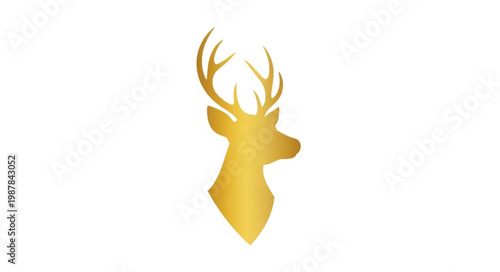Golden Deer Head Silhouette with Antlers.