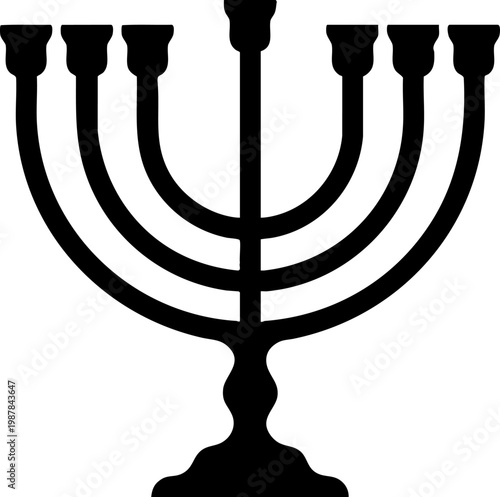 Jewish Menorah Seven Branched Candelabrum Silhouette Icon