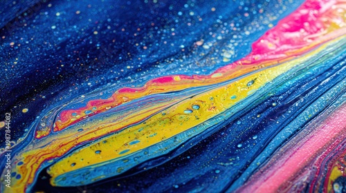 Vibrant, swirling fluid dynamics create an abstract tapestry of intense color and texture