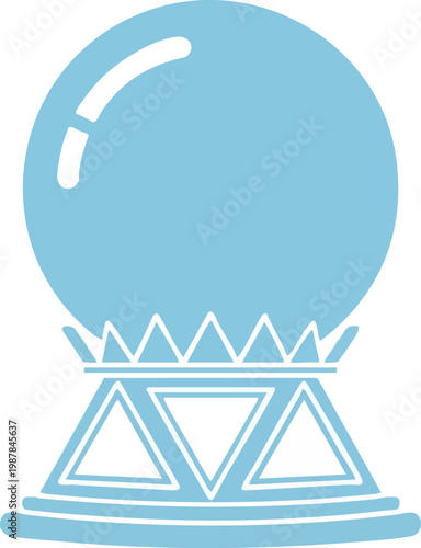 Minimalist crystal ball icon on stand for magic and fortune telling