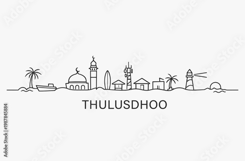 Flat Design one line without breaking the Thulusdhoo city.
