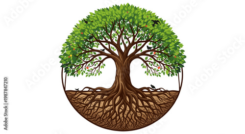 EcoBalance Tree of Life Symbolic Vector Illustration