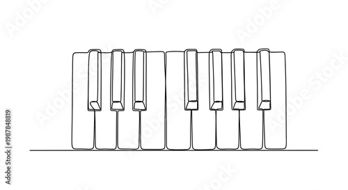 Minimalist Piano Keyboard Line Art