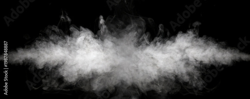Fotografía Abstract white cold steam and smoke isolated on a black background