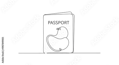 Passport with a stylized map outline, symbolizing travel and global exploration