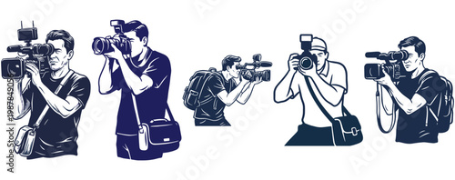 Professional Photographers and Videographers Illustration Set