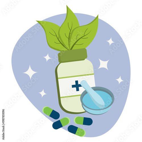 herbal medicine illustration for medical and health content
