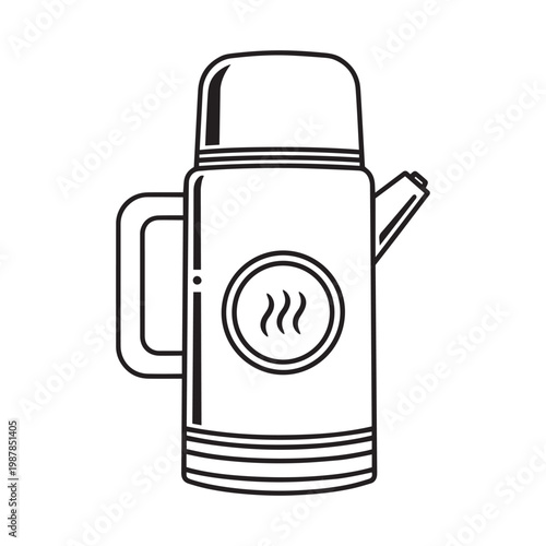 A classic black and white illustration of a vintage coffee percolator Vector