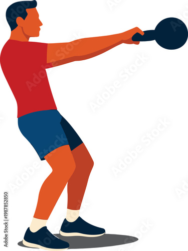 Man Performing Kettlebell Swing Exercise for Full Body Power