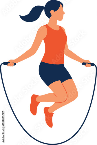 Woman Doing Jump Rope Exercise for Cardio Fitness Training