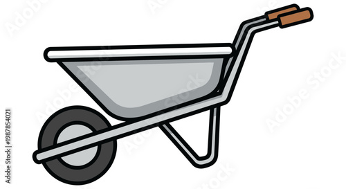 Metal wheelbarrow used for hauling heavy construction or garden materials