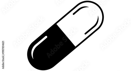 Simple medical capsule icon illustration representing pharmacy and healthcare treatment supplies