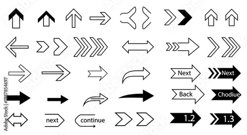 Collection of diverse directional arrows for website navigation and interface design