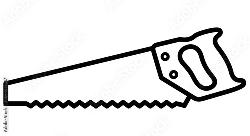 Hand saw illustration showing a sharp metal blade for woodwork