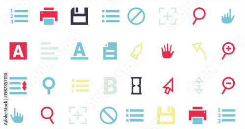 Basic ui blue theme icon set vector isolated. Collection for UI / UX | Basic User Interface essential blue icon Set. Icon collection for UI / UX | Basic User Interface essential blue icon Set, vector.