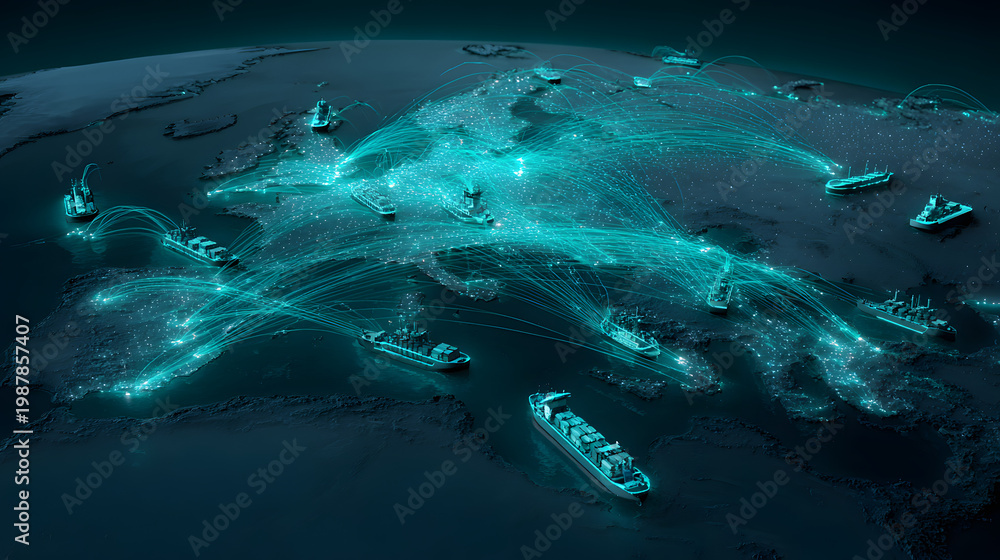 Fototapeta premium Enterprise Cybersecurity Failure Across Global Digital Supply Chain Network Concept