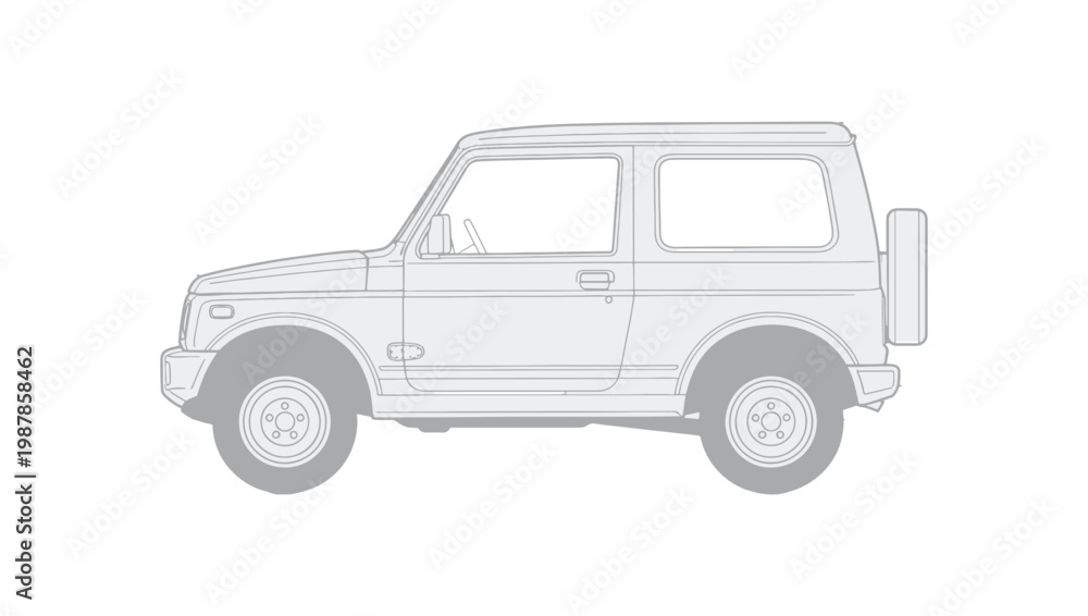 Fototapeta premium SUV Car Side View Outline Vector Illustration