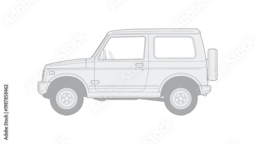 SUV Car Side View Outline Vector Illustration