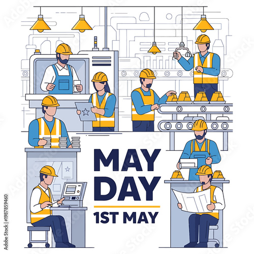 May Day Celebration With Workers In Various Professions
