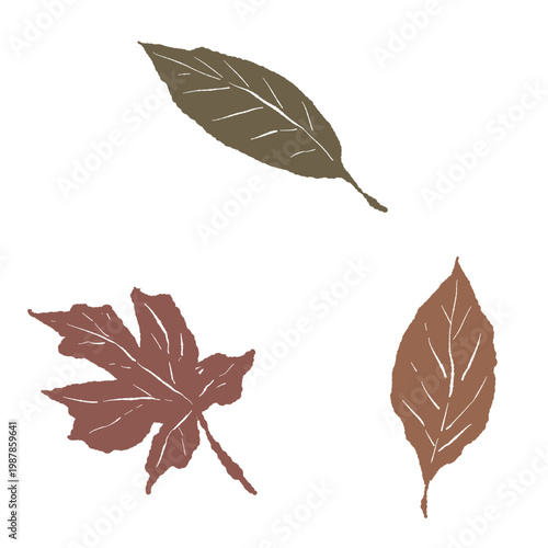 Halloween withered leaves scattered set of 3 leaves large and small