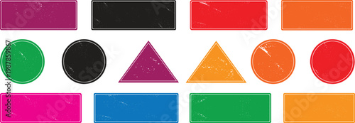 Rubber stamp set, color Vintage old texture frame with empty place. vector illustration,