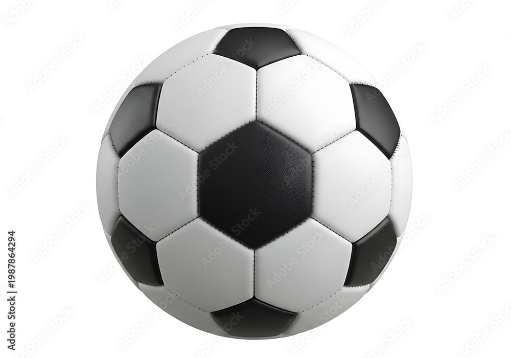 Fototapeta premium Classic black and white soccer ball on a plain background