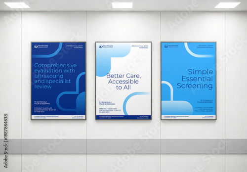 Healthcare Posters Mockup On Wall PSD