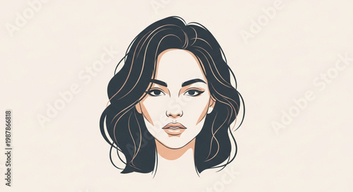 Beautiful Woman Face Portrait Illustration.