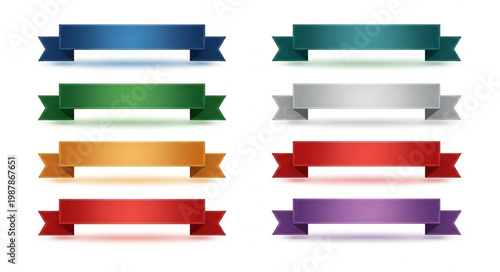 Set of colorful ribbon banners and paper origami labels in a vector illustration collection for web design business elements and website menu stickers