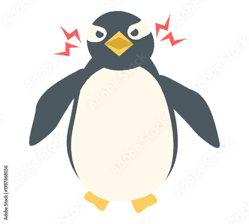 怒ったジェンツーペンギンのイラスト