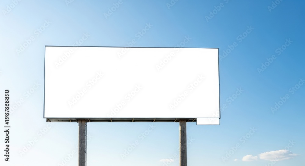 Obraz premium Blank Billboard Against a Clear Blue Sky for Advertising.