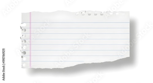 Torn white paper sheets stacked with shadow isolated on white background