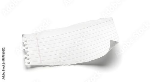 Torn paper edge with shadow a realistic white paper fragment