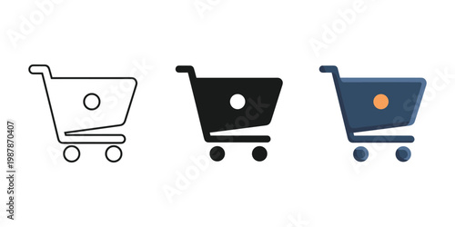 Three simple office chairs with different color designs on white background Vector