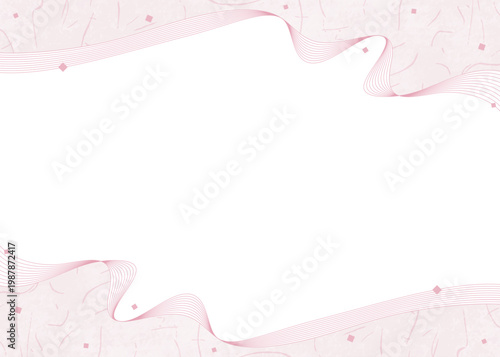 曲線のデザインフレーム、和紙風、紙吹雪、和風