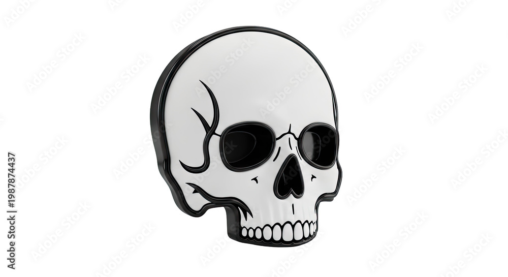 Obraz premium Stylized White Skull with Black Outline and Sockets